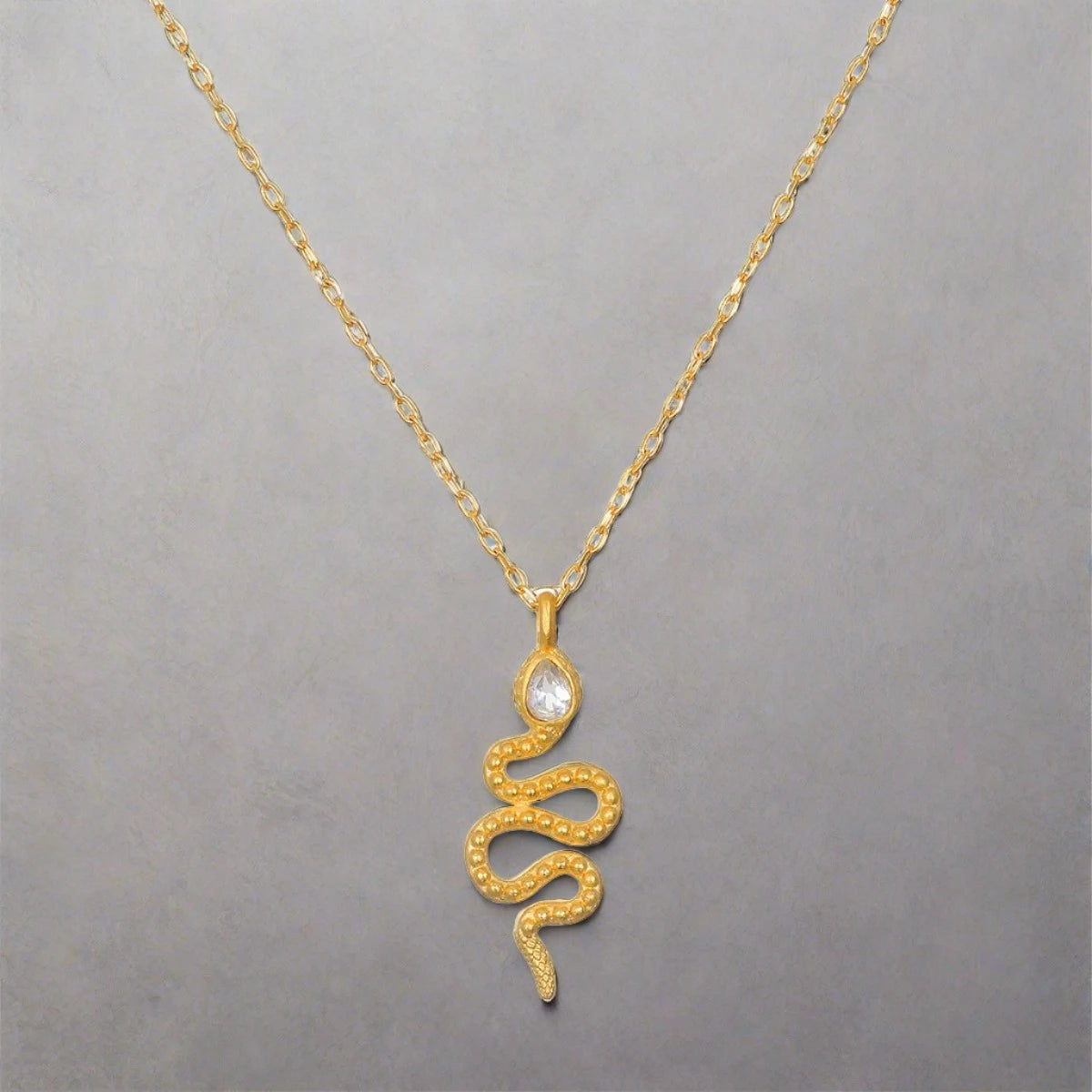 18" White Topaz Dot Snake Pendant Necklace
