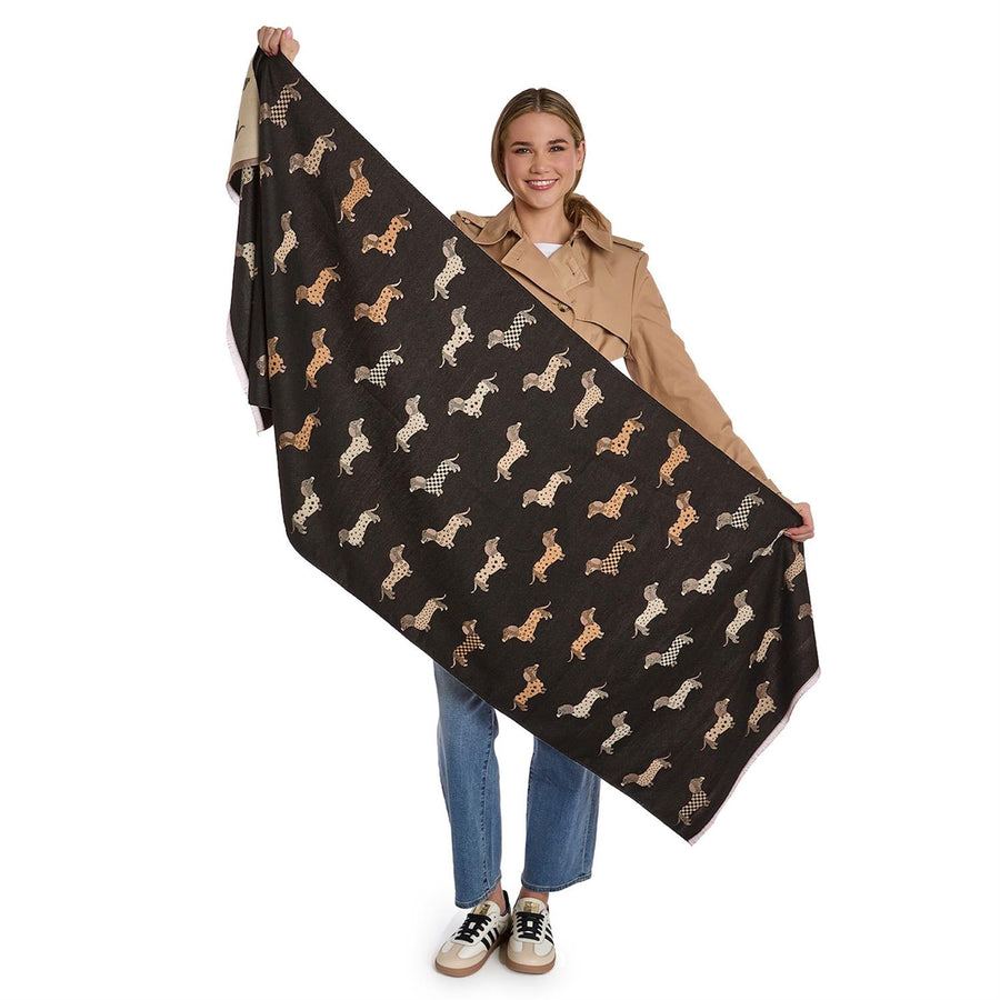 Dog Print Scarf, view 2, styled