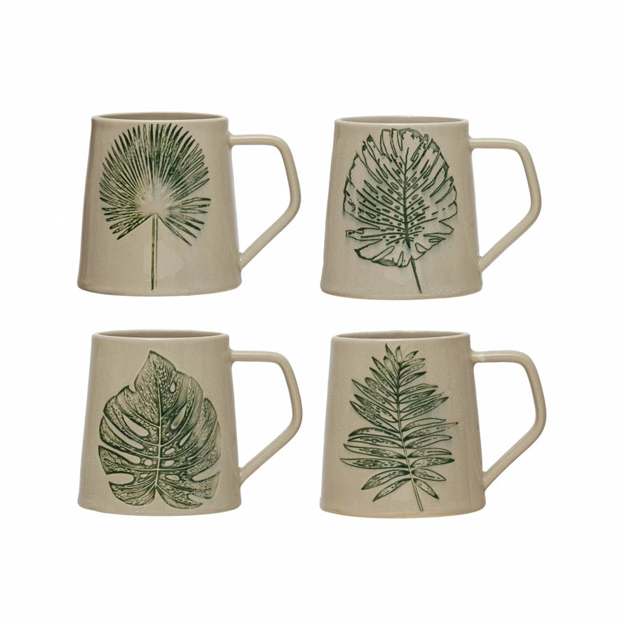 Stoneware Mug Debossed Leaf, view 2