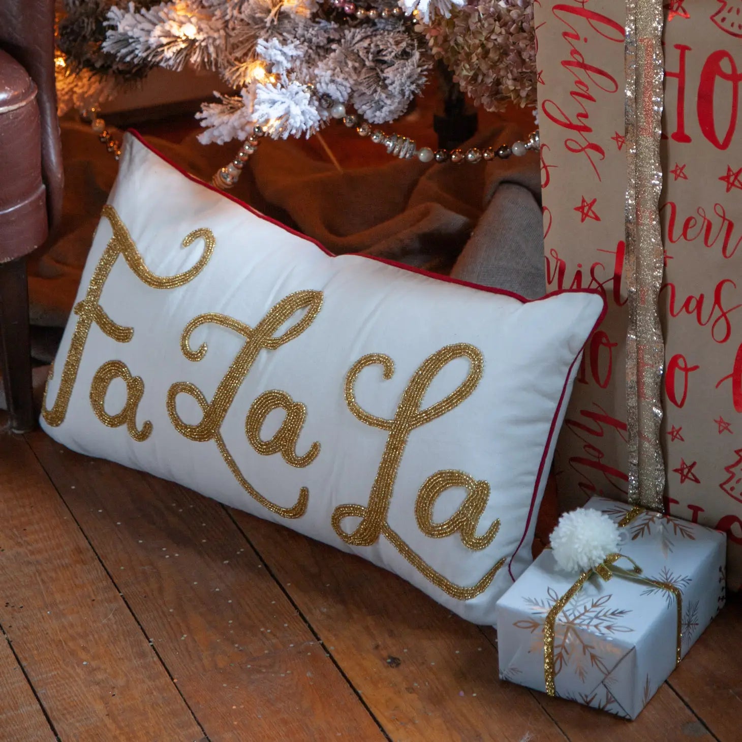 Gold beaded throw clearance pillows