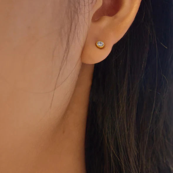 Gold Cascade Station Drop Stud Earrings, view 3