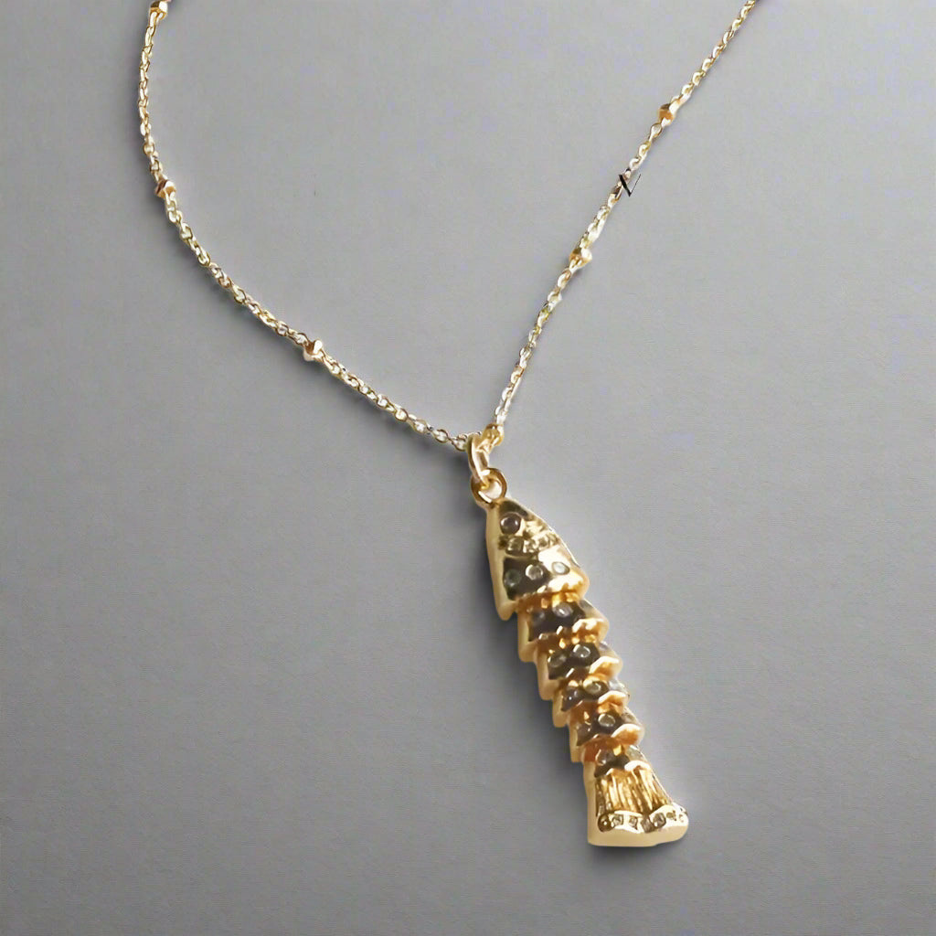 Gold Cz Fish Pendant
