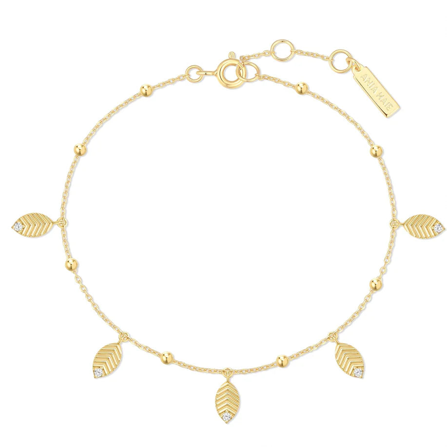 Gold Leaf Station Bracelet, view 3