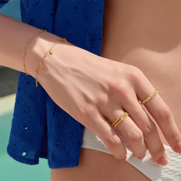 Gold Sparkle Twisted Ring, view 2, styled