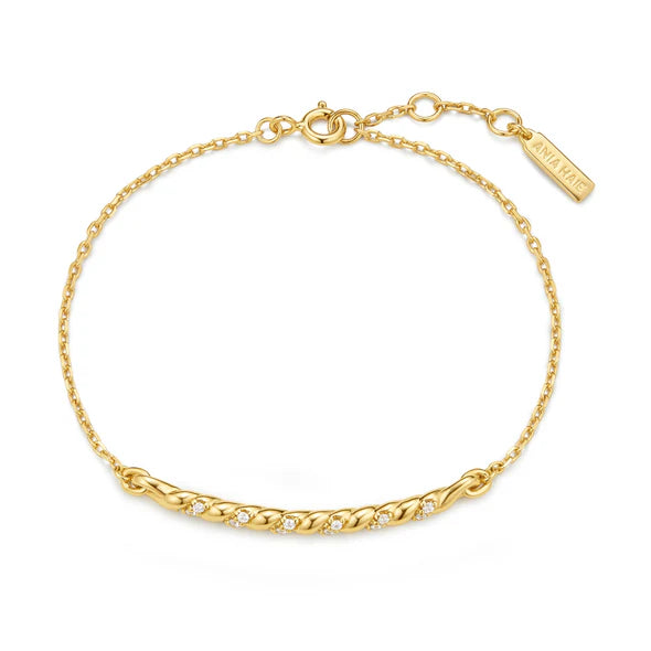 Gold Twisted Bar Bracelet, view 3