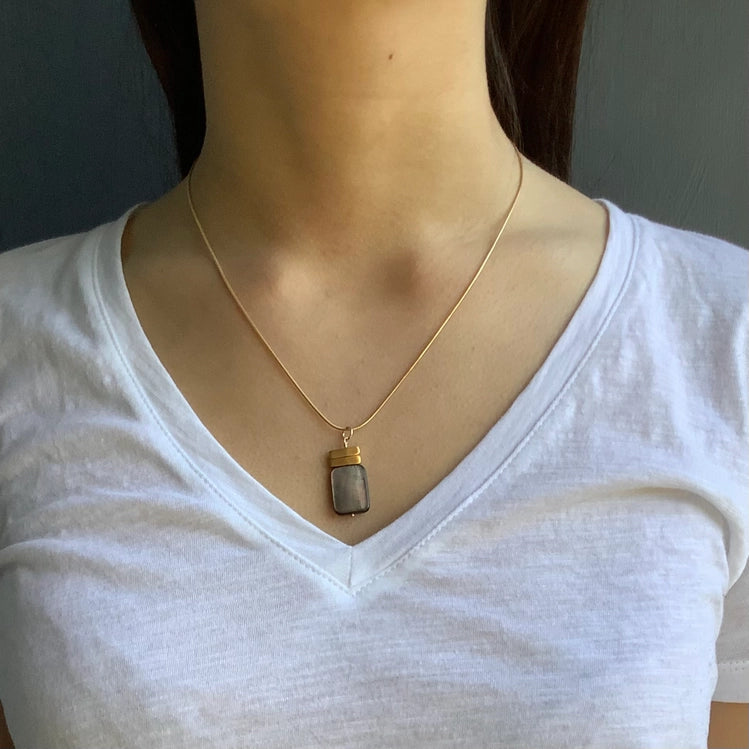 Grey MOP Double Bars Necklace