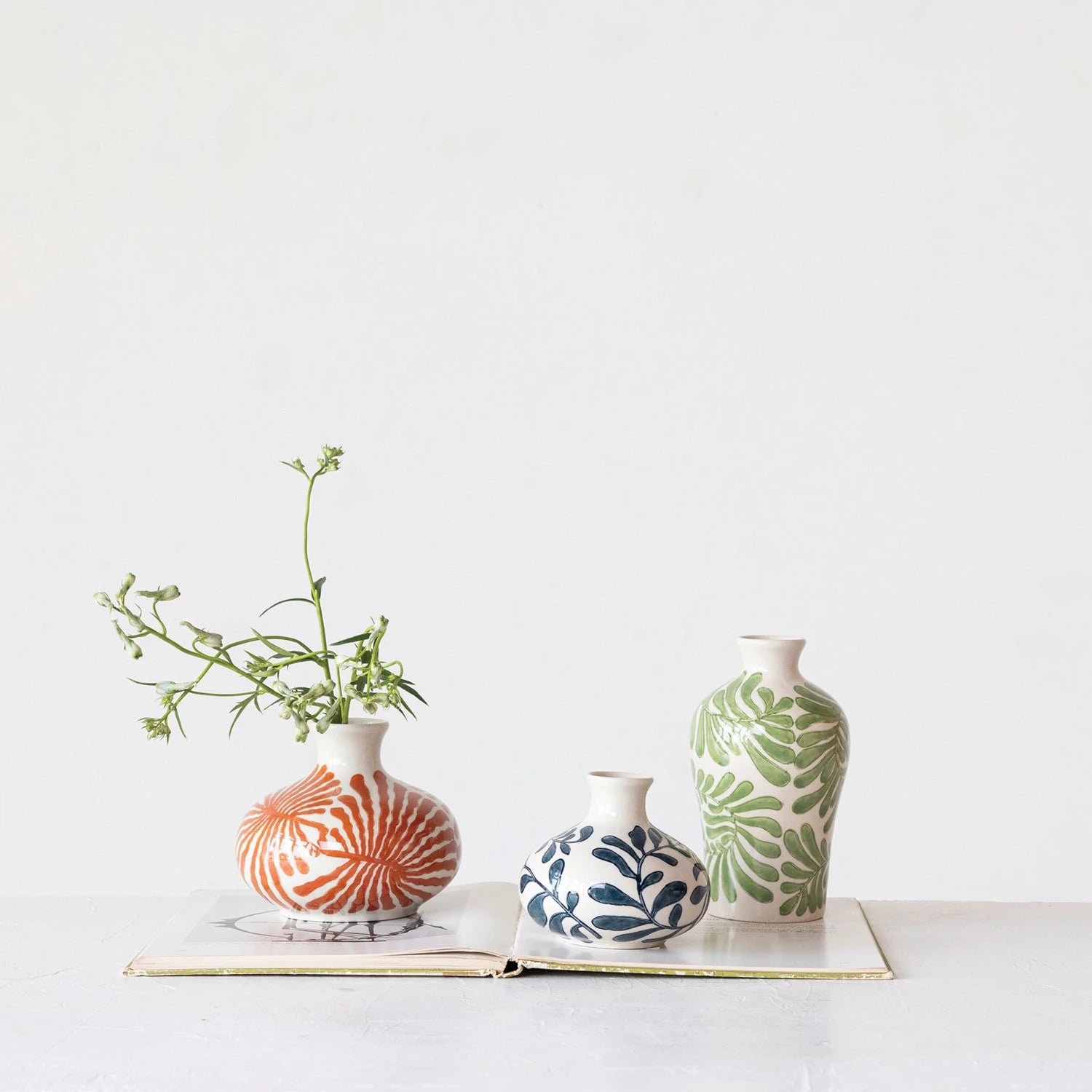 Stoneware Vases w/ Abstract Designs