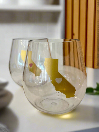 CA Heart Wine Glass