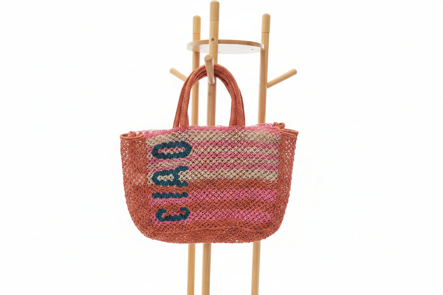 Ciao Peach Jute Bag, view 2, styled