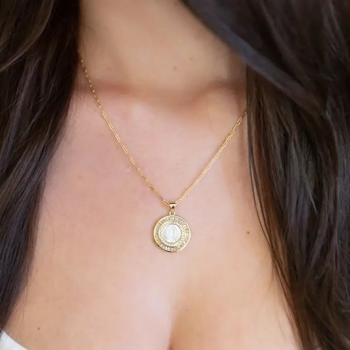 Mother Mary Necklace, view 2, styled