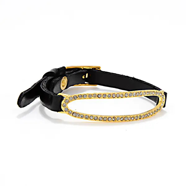 Pave Oval Skinny Leather Bracelet