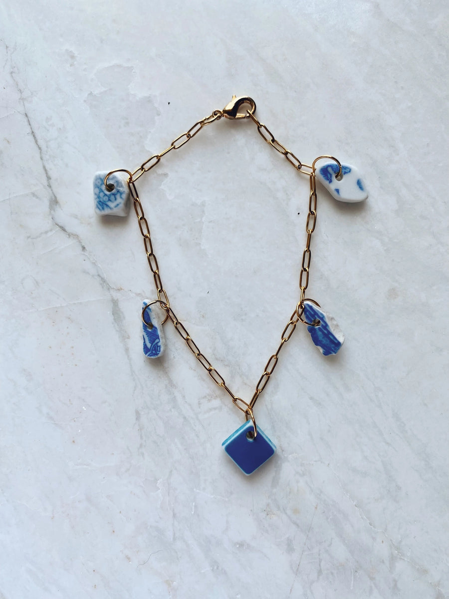 Sea Pottery Charm Bracelet, view 2, styled