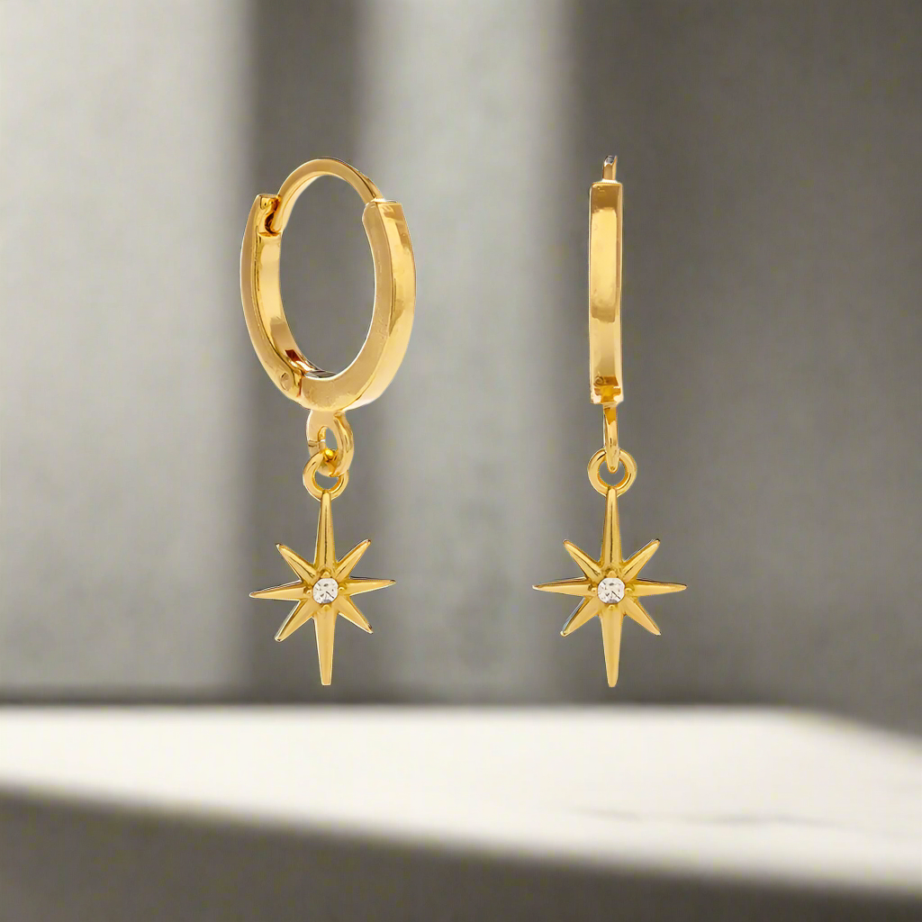 Starlight Huggie Hoop Earrings, view 3