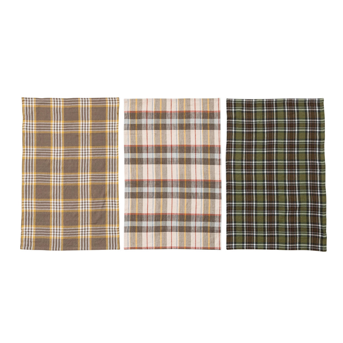 Plaid Tea Towels w/ Wood Beads Set/3, view 3