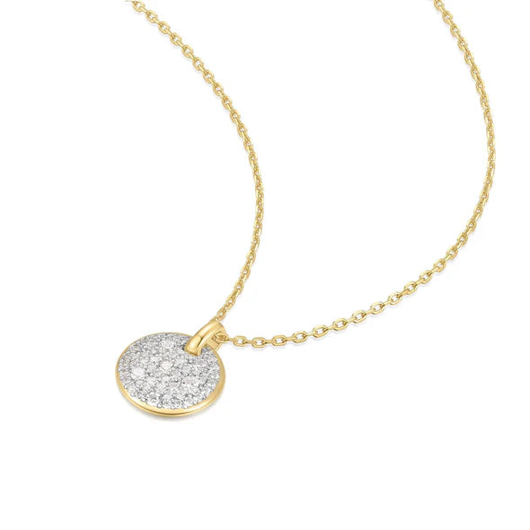 Two-Tone Large Pavé Disc Necklace, view 4