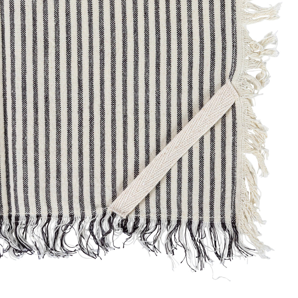 Cotton Tea Towels w/ Stripes & Fringe, Set/ 2