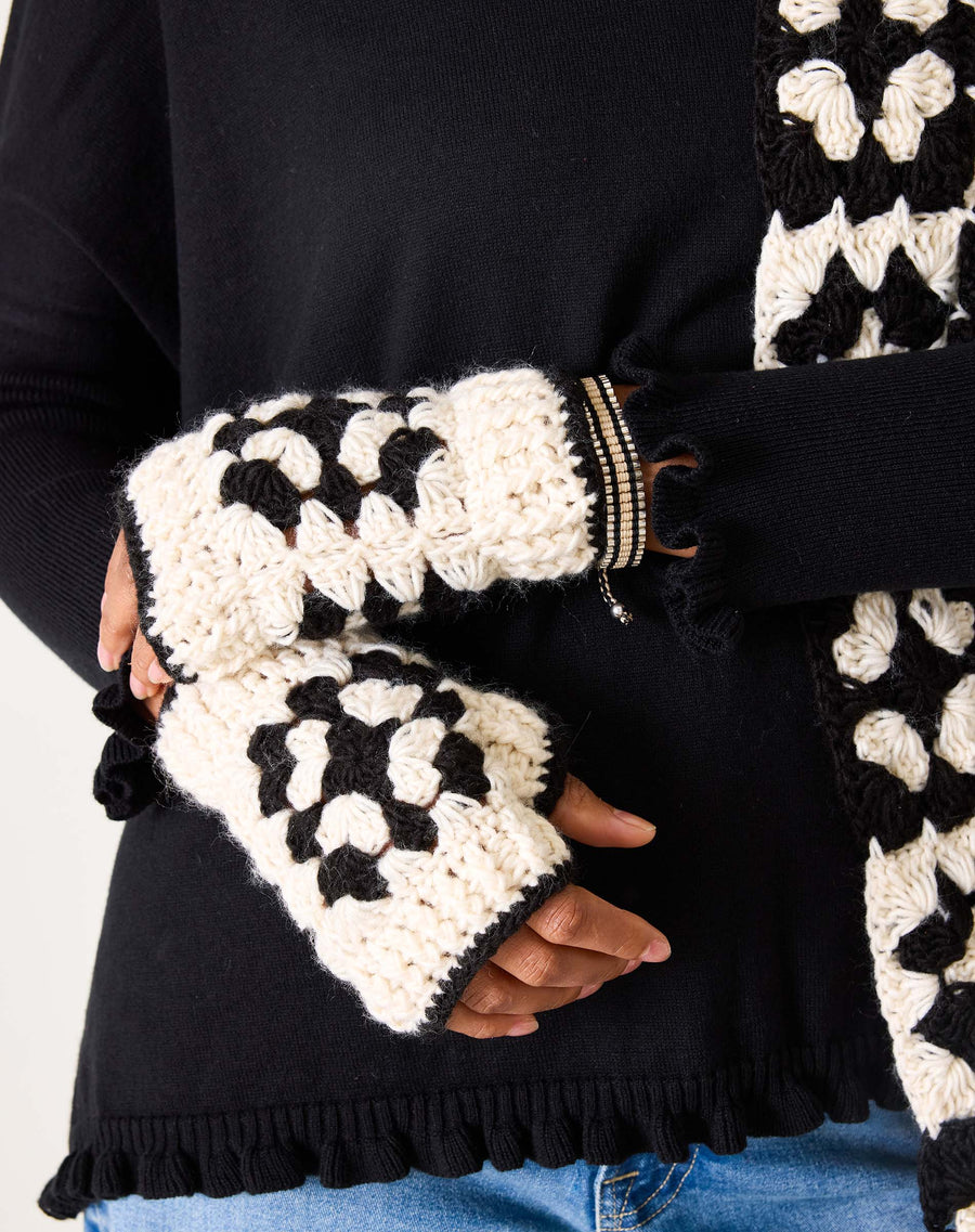 La Paz Crochet Fingerless Gloves, view 2, styled