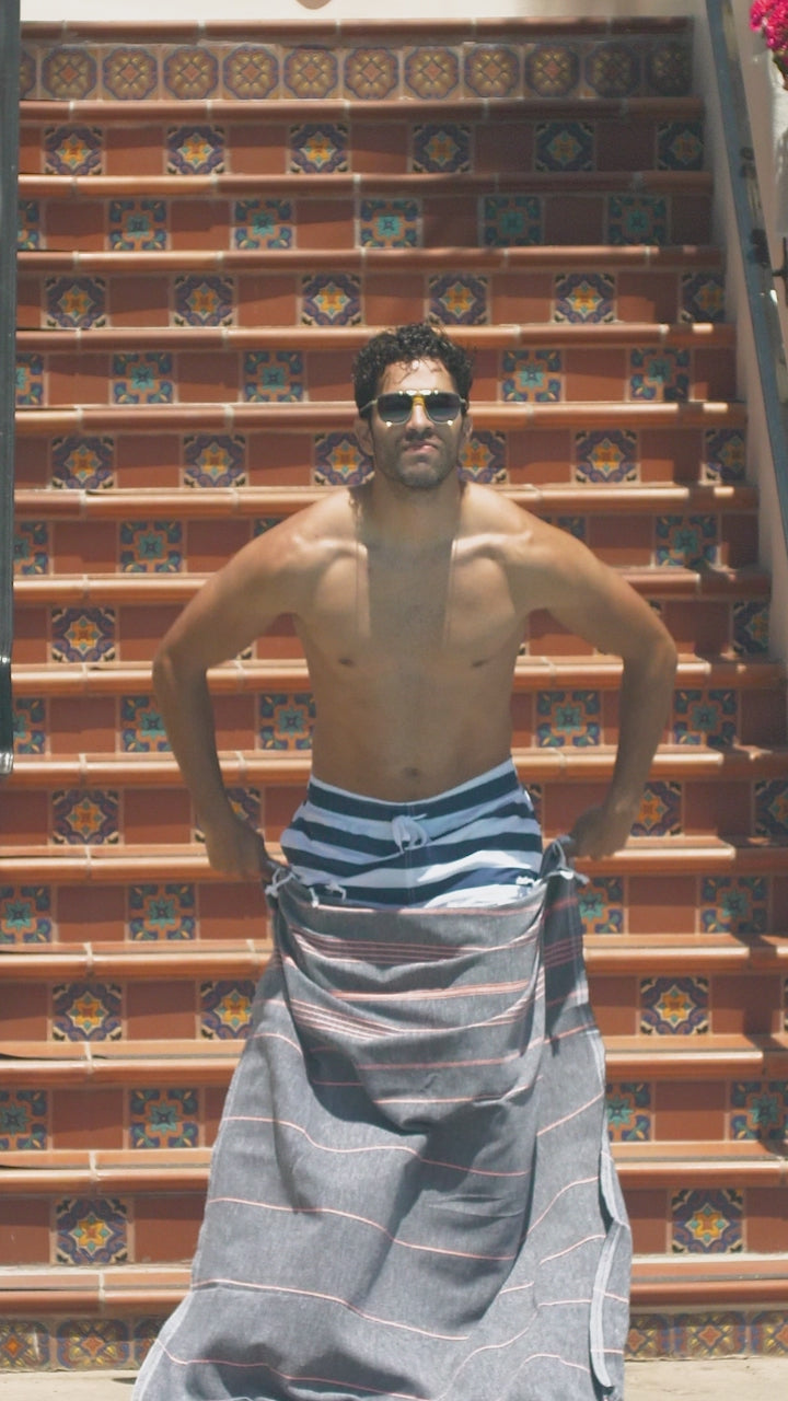 Load video: Essential III - Double Color Stripe Turkish Towel