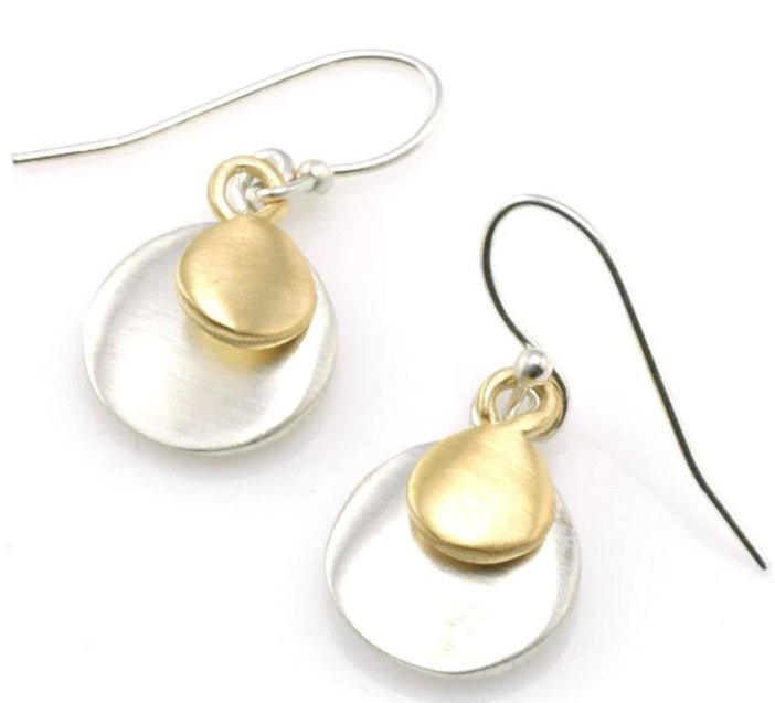 Double Disc Circles Earrings Silver & Vermeil - The Riviera Towel Company