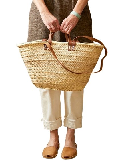 Moroccan Market Basket with Four Straps LONG AND Short handles tote bags  straw