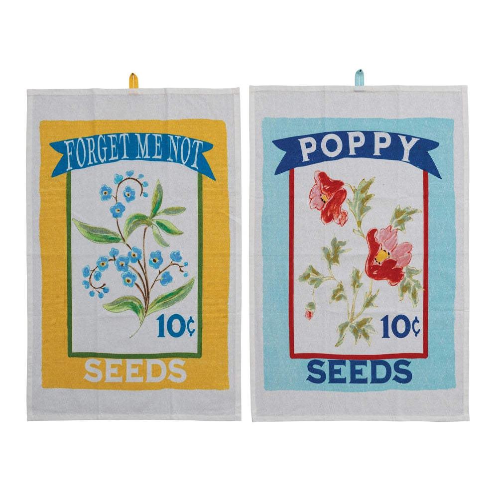 Seeds Printed Tea Towels w/ Loop Set / 2