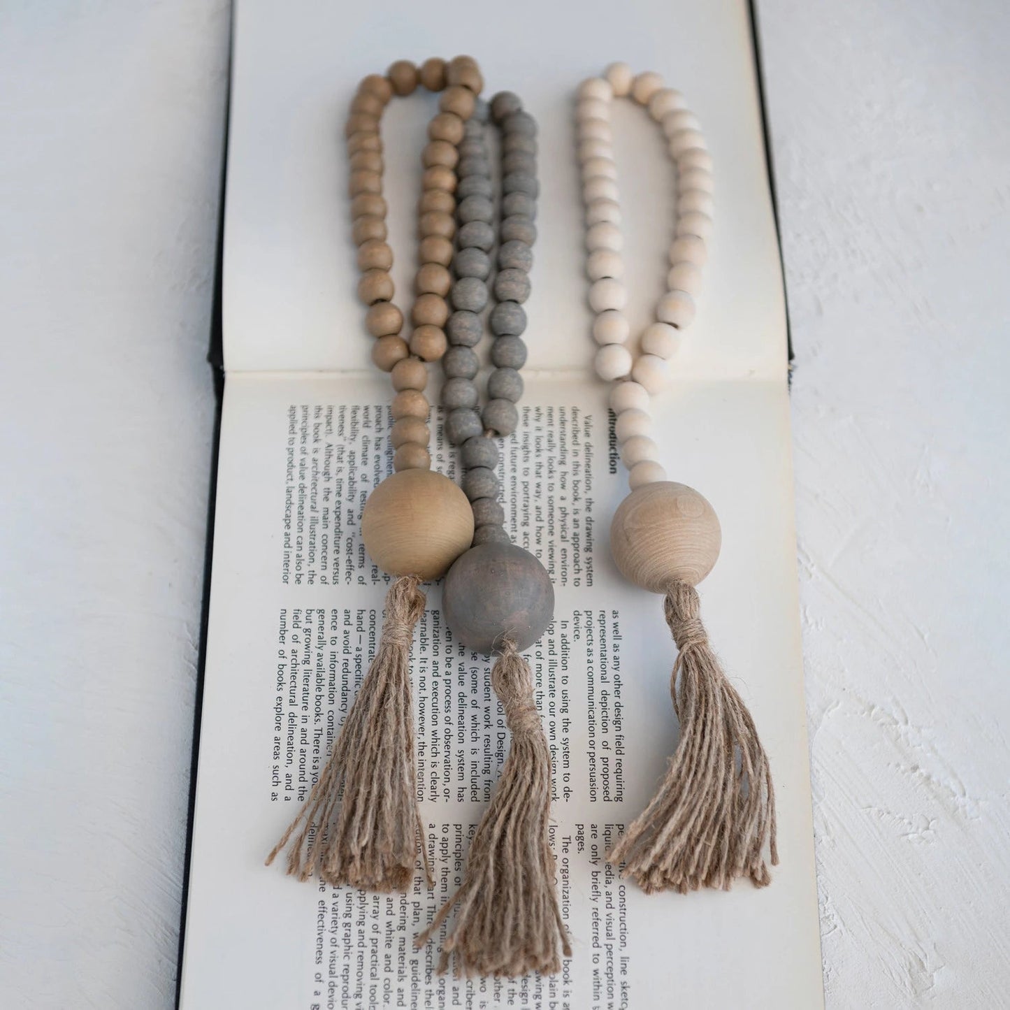 Wood Beads w/ Jute Rope Tassel - The Riviera Towel Company