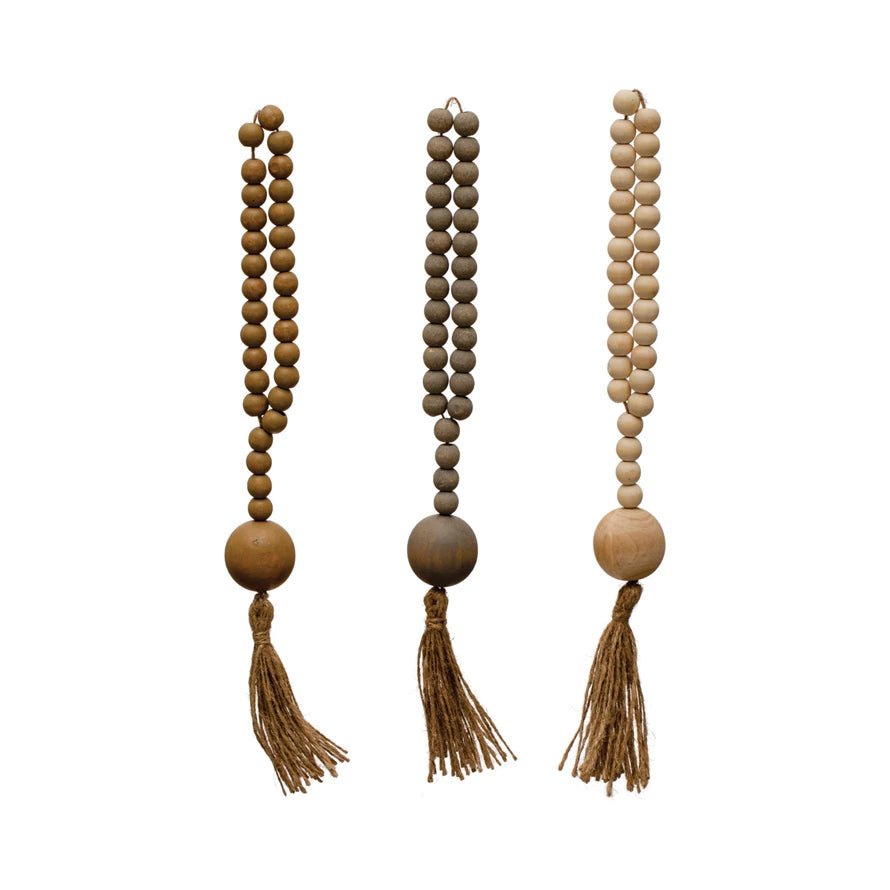 Wood Beads w/ Jute Rope Tassel - The Riviera Towel Company