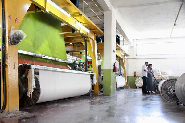 Jacquard looms inside the weaving mill