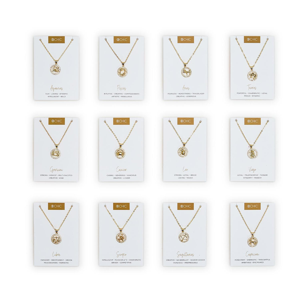 Zodiac w/Crystals Charm Necklace, view 4
