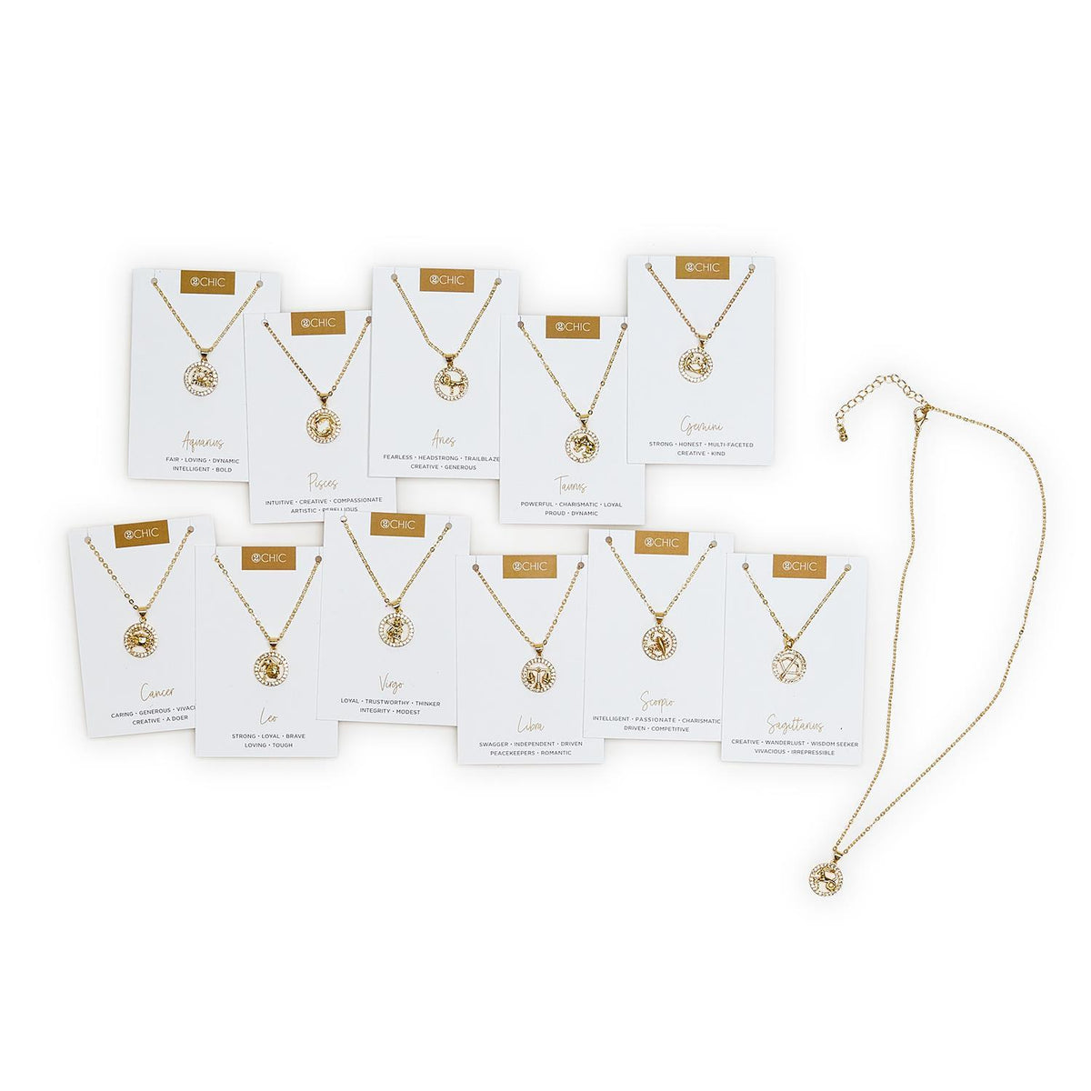 Zodiac w/Crystals Charm Necklace, view 3