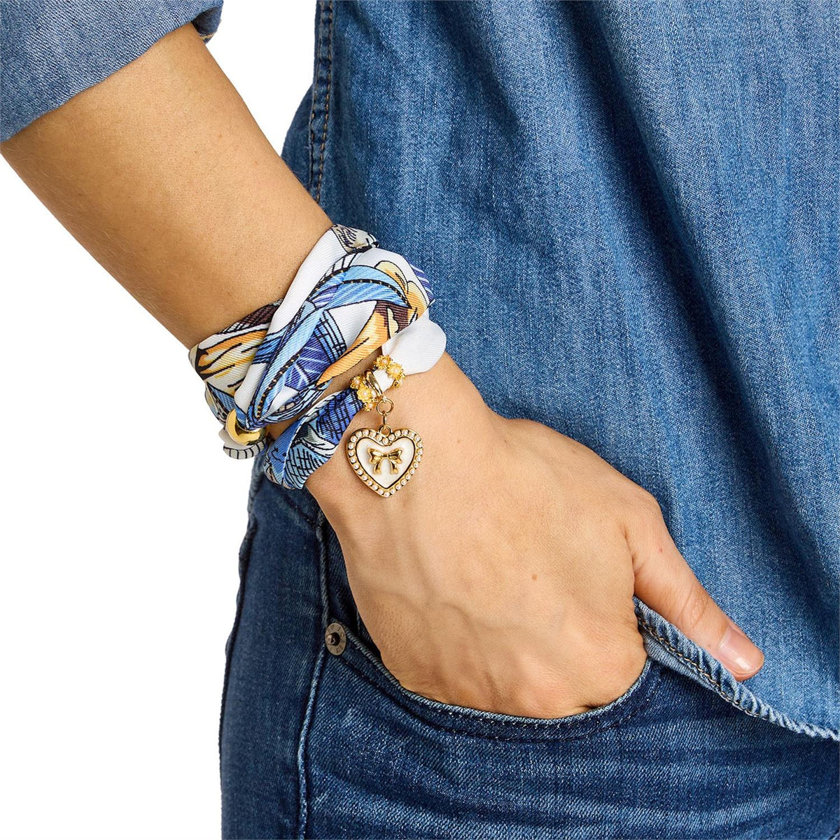Scarf Necklace with Charm, view 2