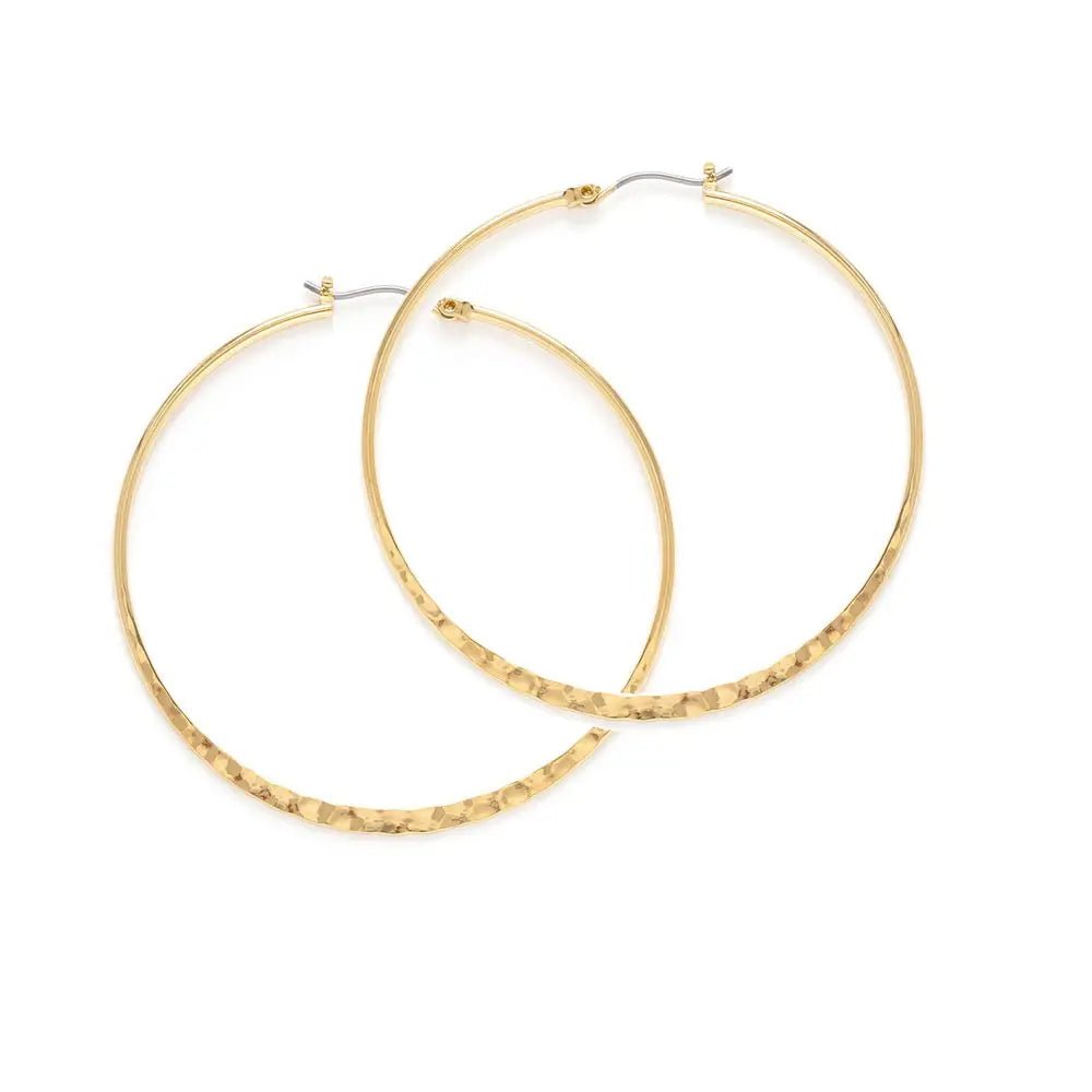 1.5" Hammered Hoop Earrings - The Riviera Towel Company