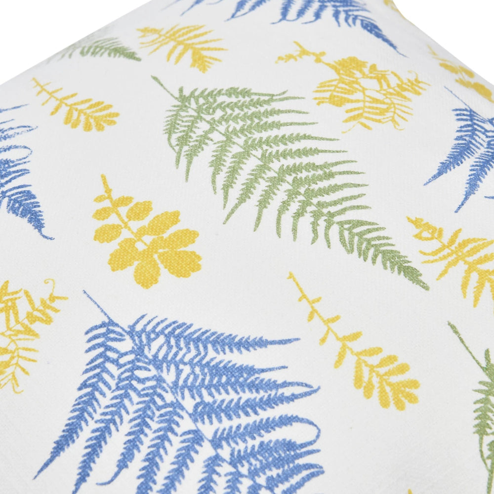 16" Cotton Pillow with Botanical Print & Tassels