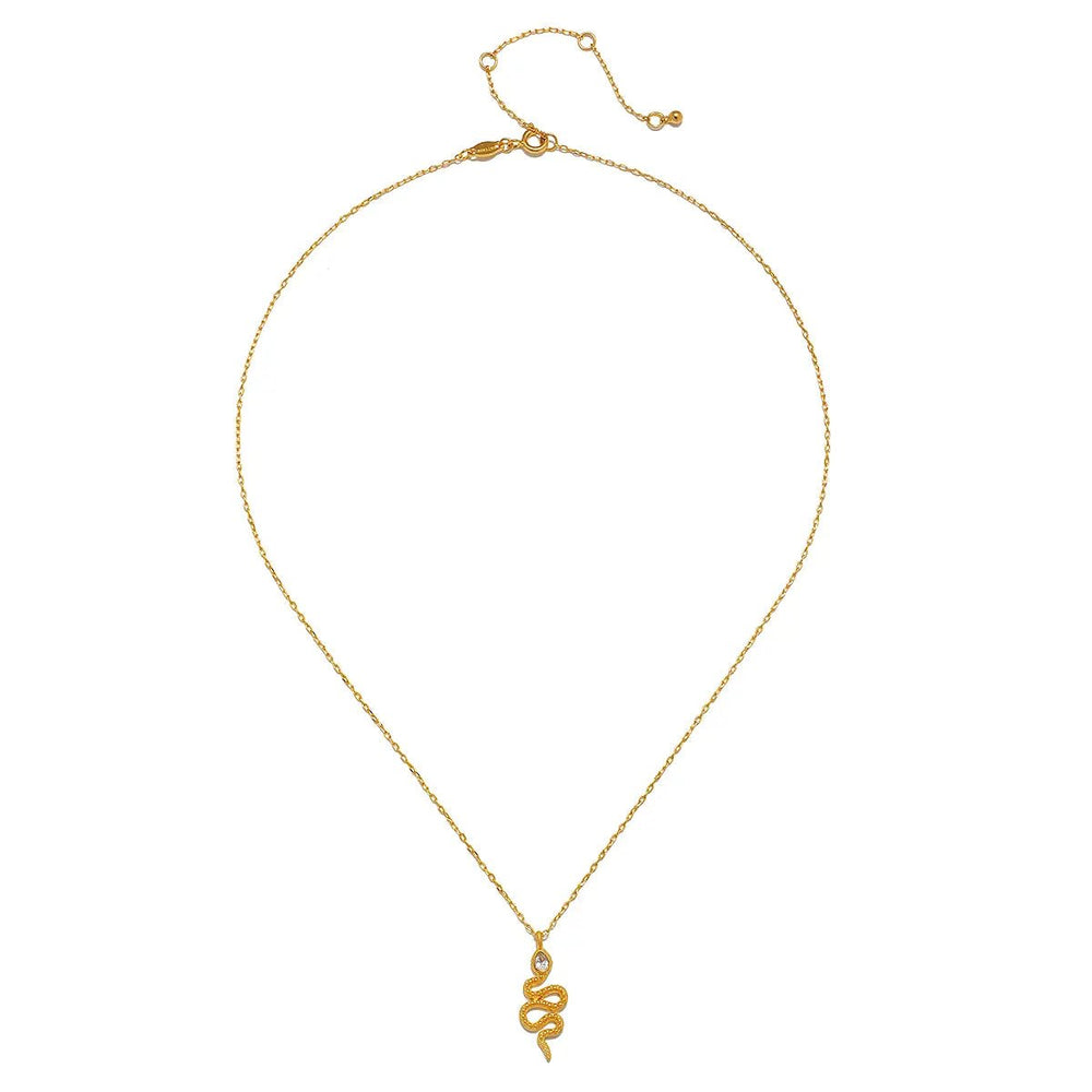 18" White Topaz Dot Snake Pendant Necklace