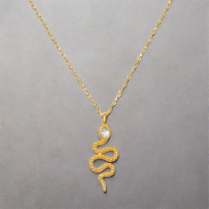 18" White Topaz Dot Snake Pendant Necklace - The Riviera Towel Company