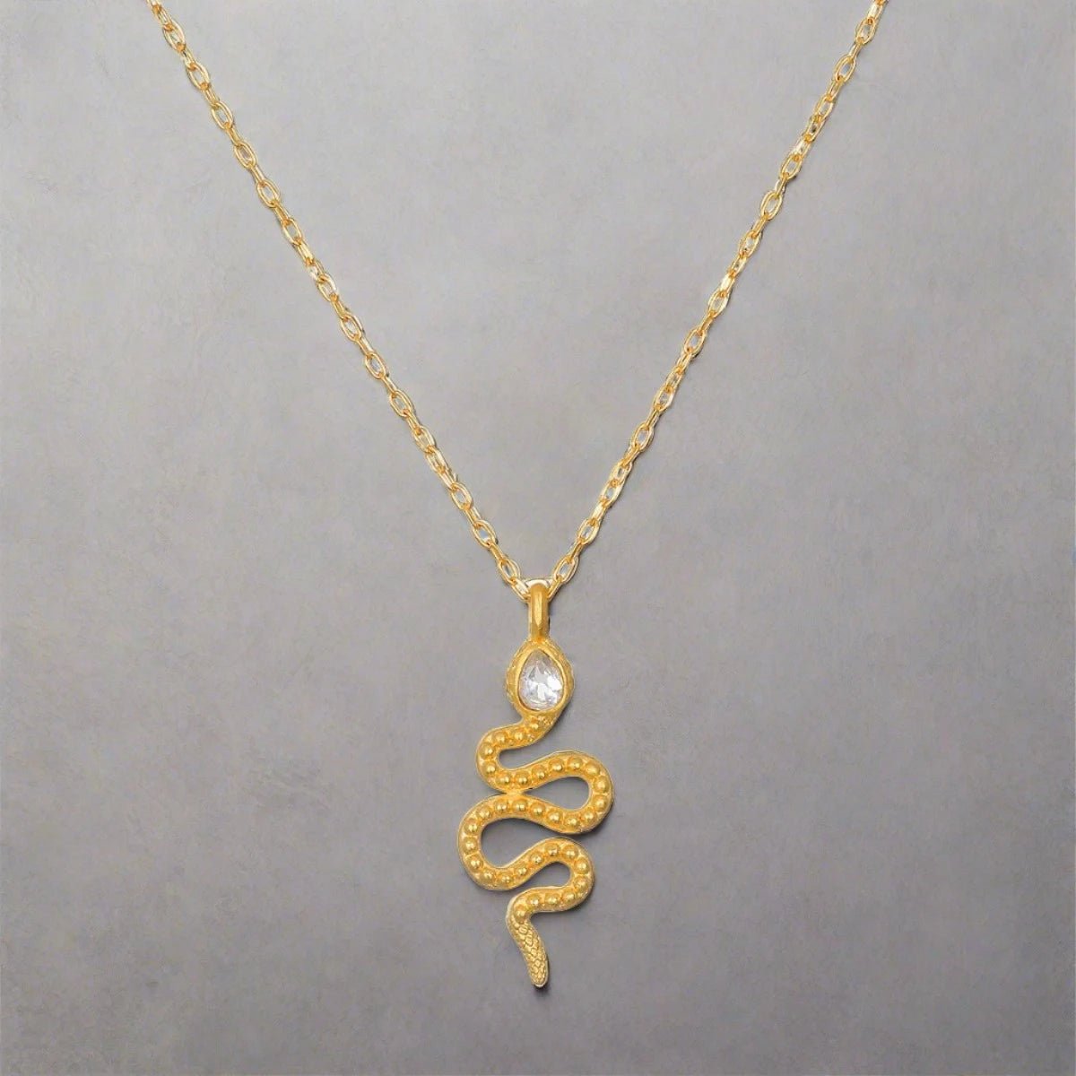 18" White Topaz Dot Snake Pendant Necklace - The Riviera Towel Company