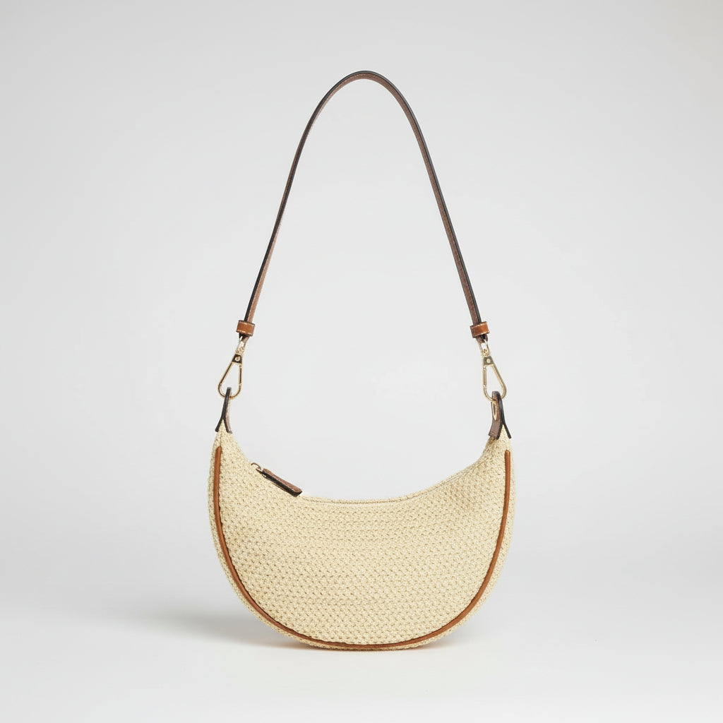 Raffia Crescent Bag