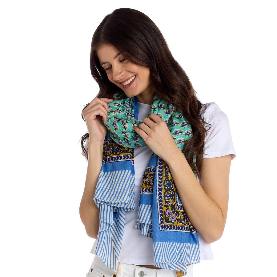 Block Printed Scarf/Sarong, view 2, styled