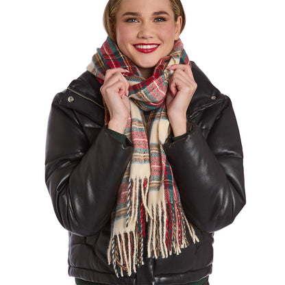White Tartan Scarf, view 2