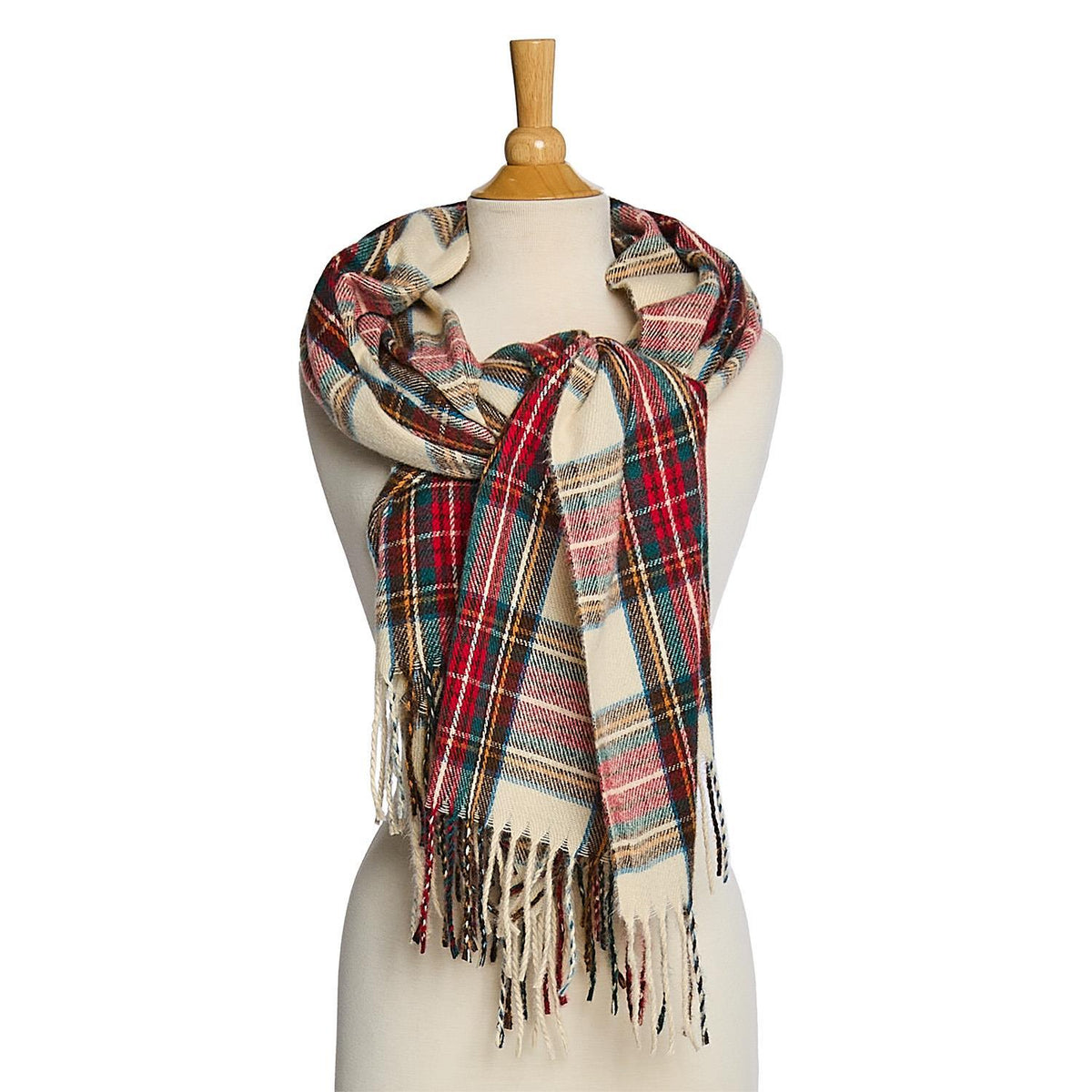 White Tartan Scarf, view 4