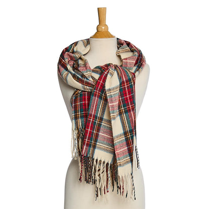 White Tartan Scarf, view 4