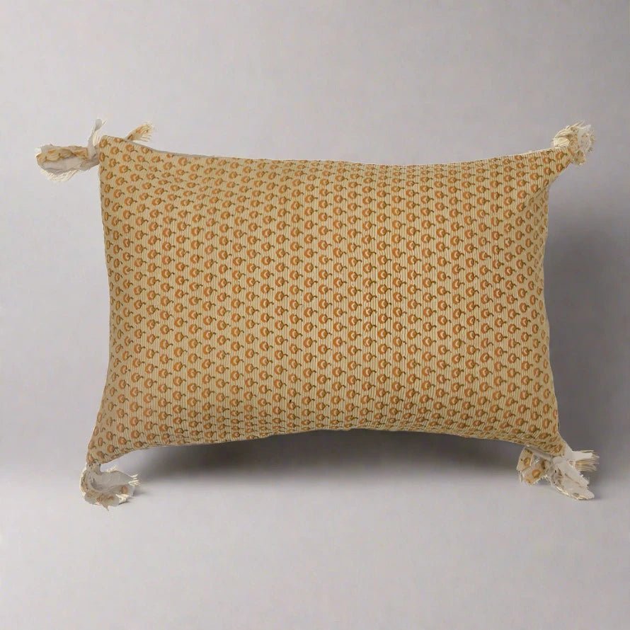 24" x 16" Cotton Printed Lumbar Pillow with Frayed Tassels - The Riviera Towel Company