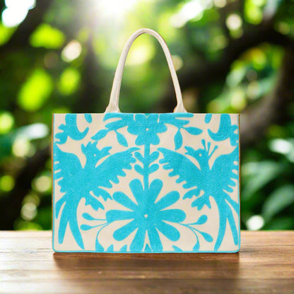Flora and Fauna Embroidered Tote Bag, view 2