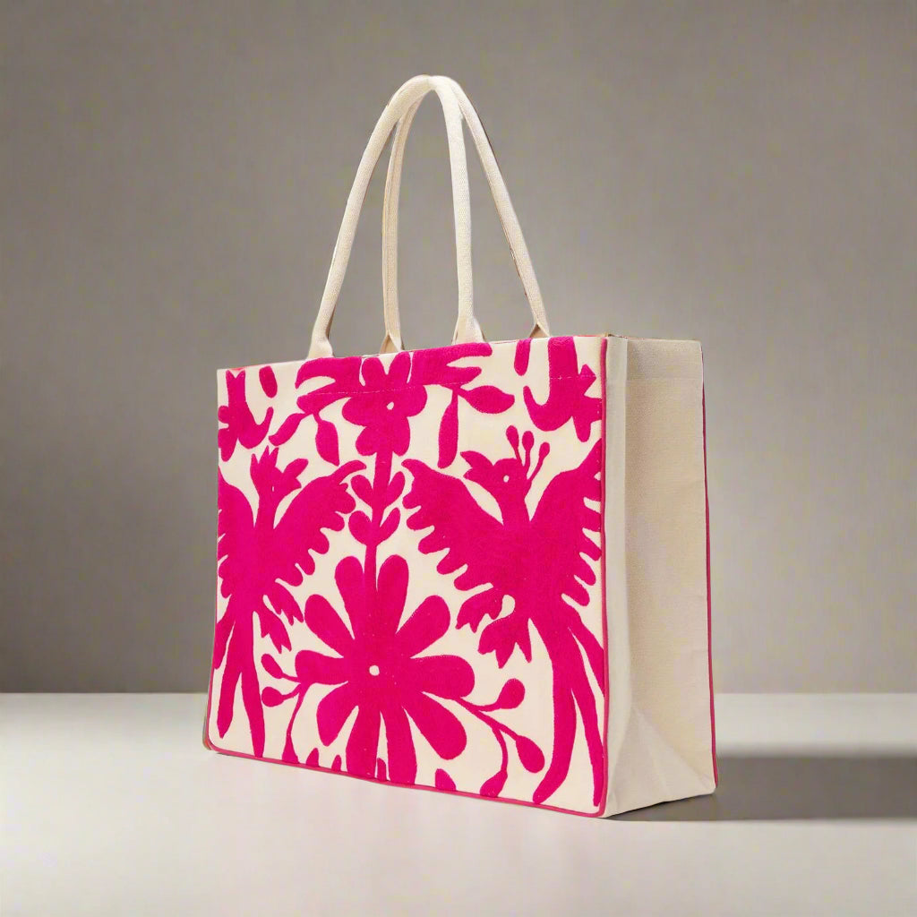 Flora and Fauna Embroidered Tote Bag, view 3