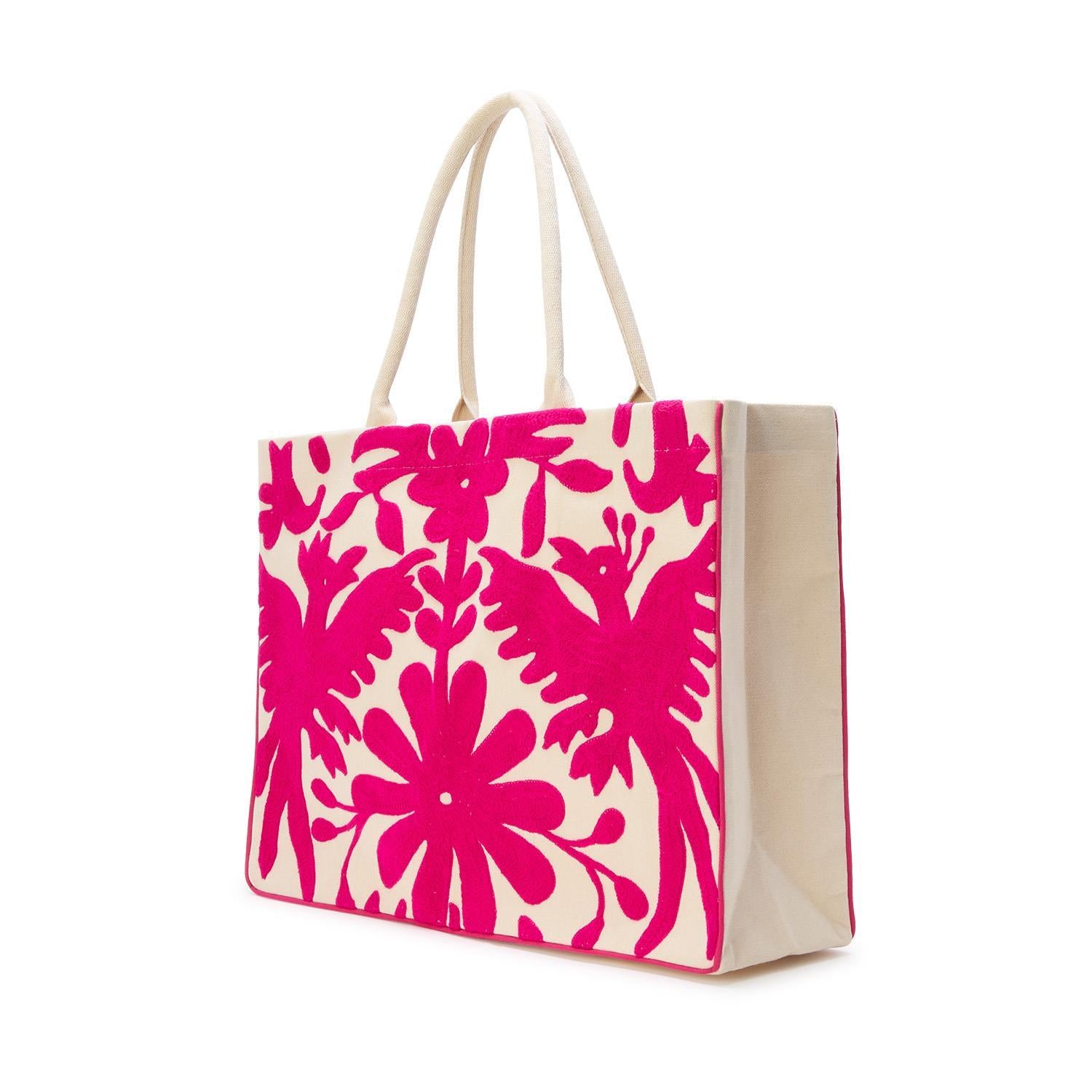 Flora and Fauna Embroidered Tote Bag