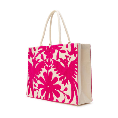 Flora and Fauna Embroidered Tote Bag, view 5