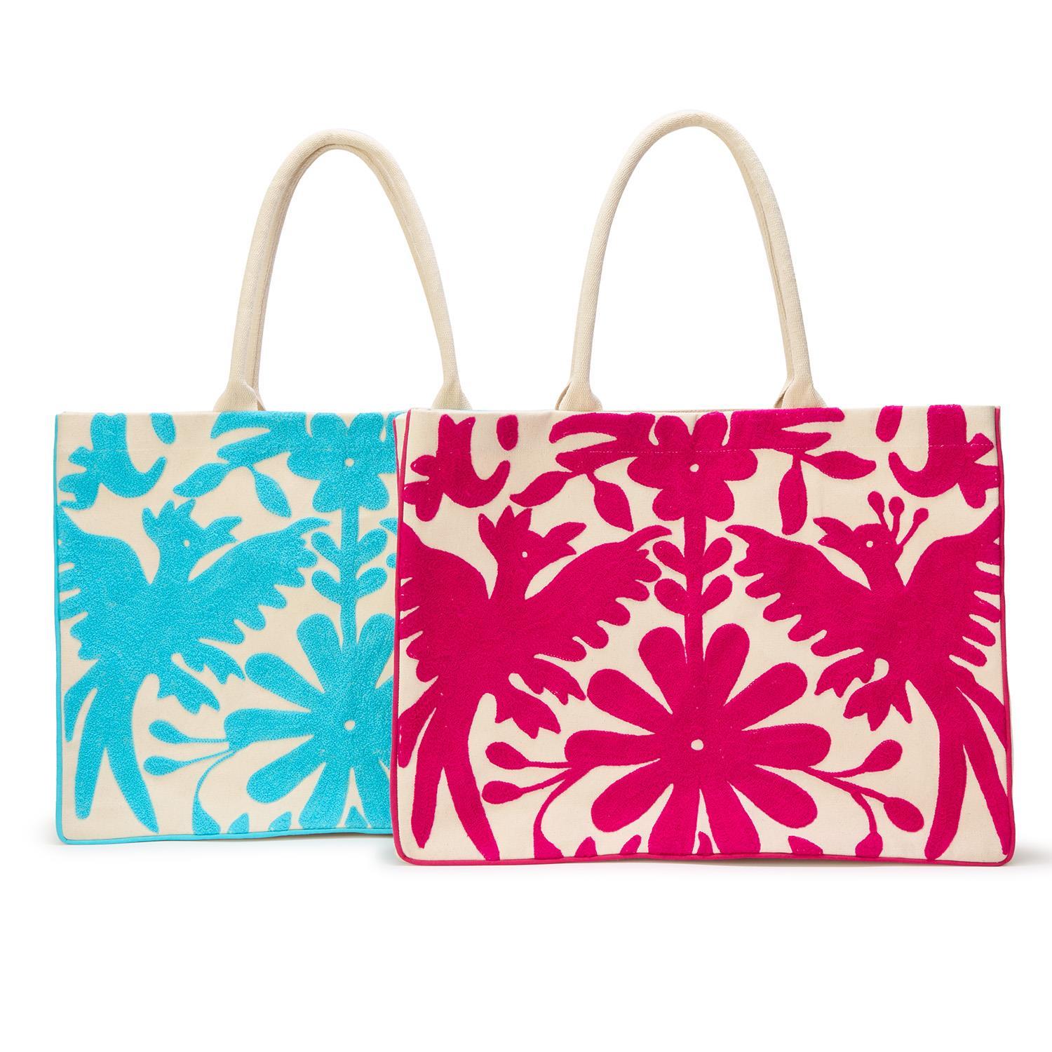 Flora and Fauna Embroidered Tote Bag