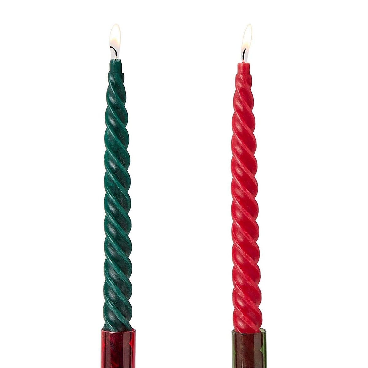 Twisted Holiday Taper Candles, Set/ 2