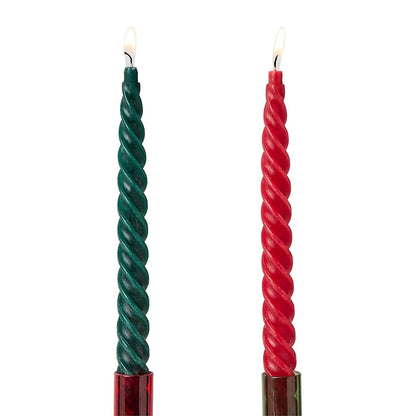 Twisted Holiday Taper Candles, Set/ 2