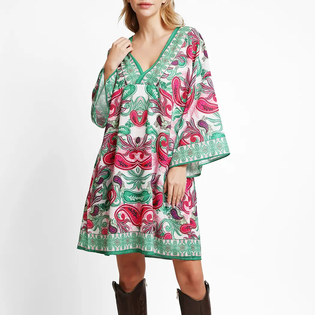 Paisley Print Summer Cover-Up Dress